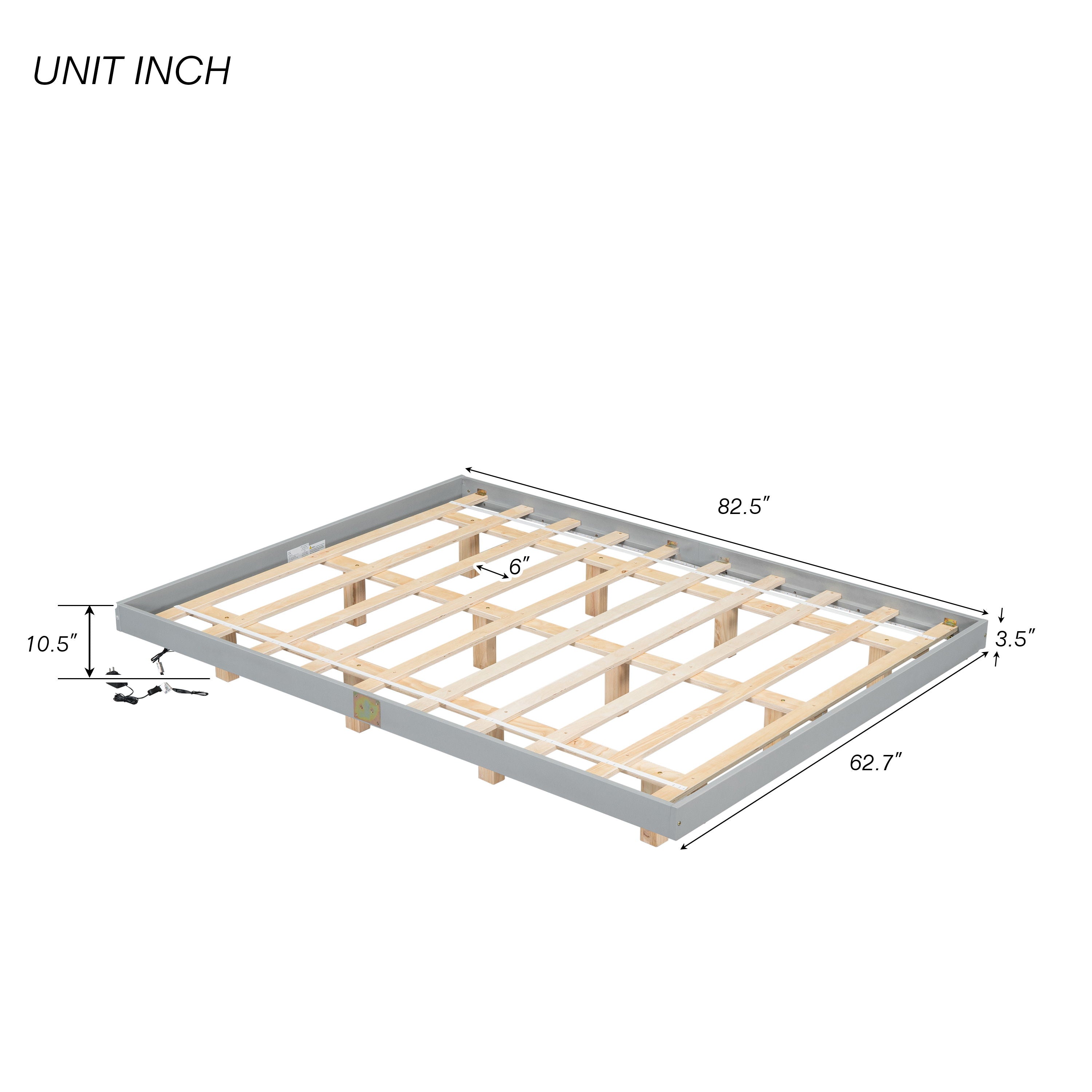 Floating Bed With Led Lights Underneath, Modern Queen Size Low Profile Platform Bed With Led Lights