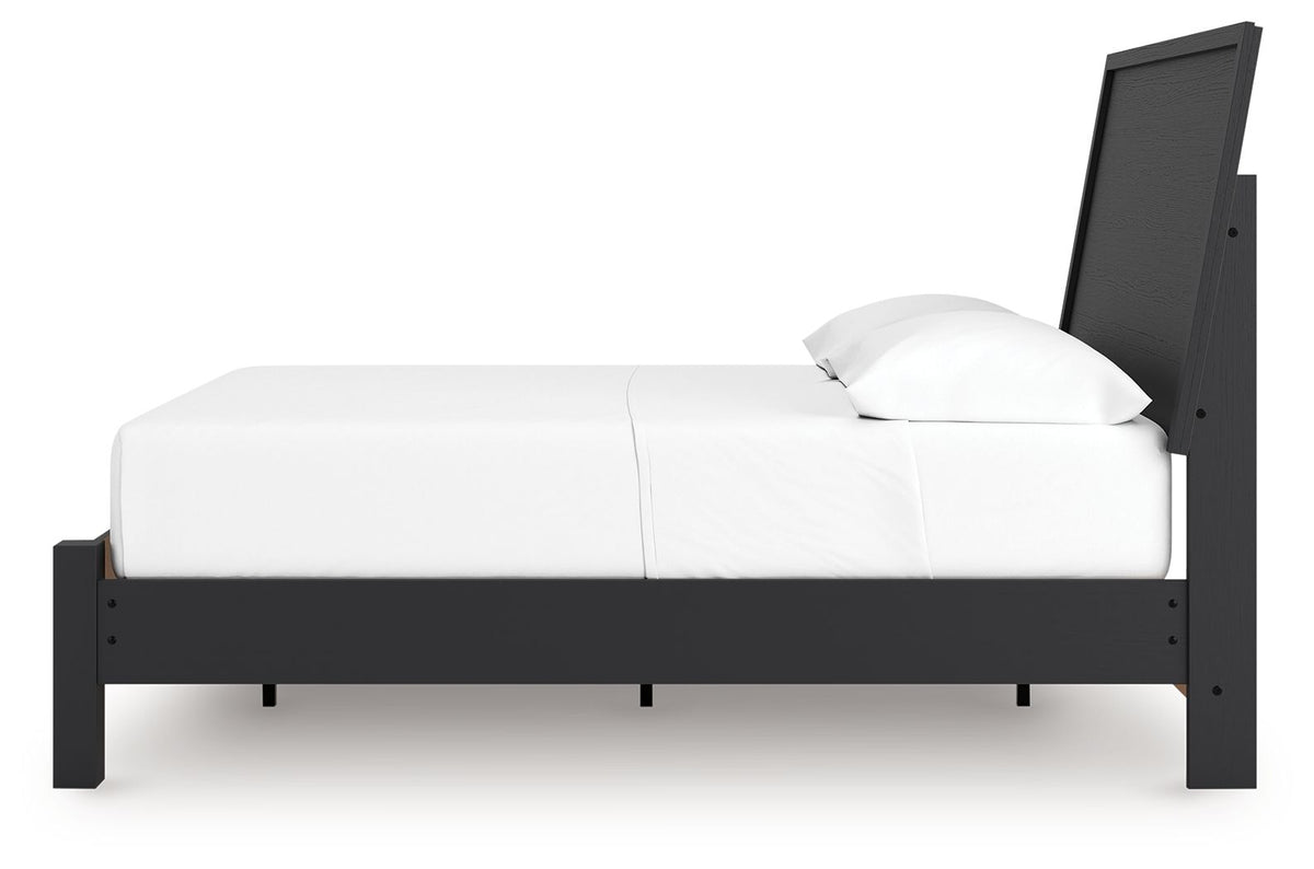Danziar - Full Panel Bed With Low Footboard - Black