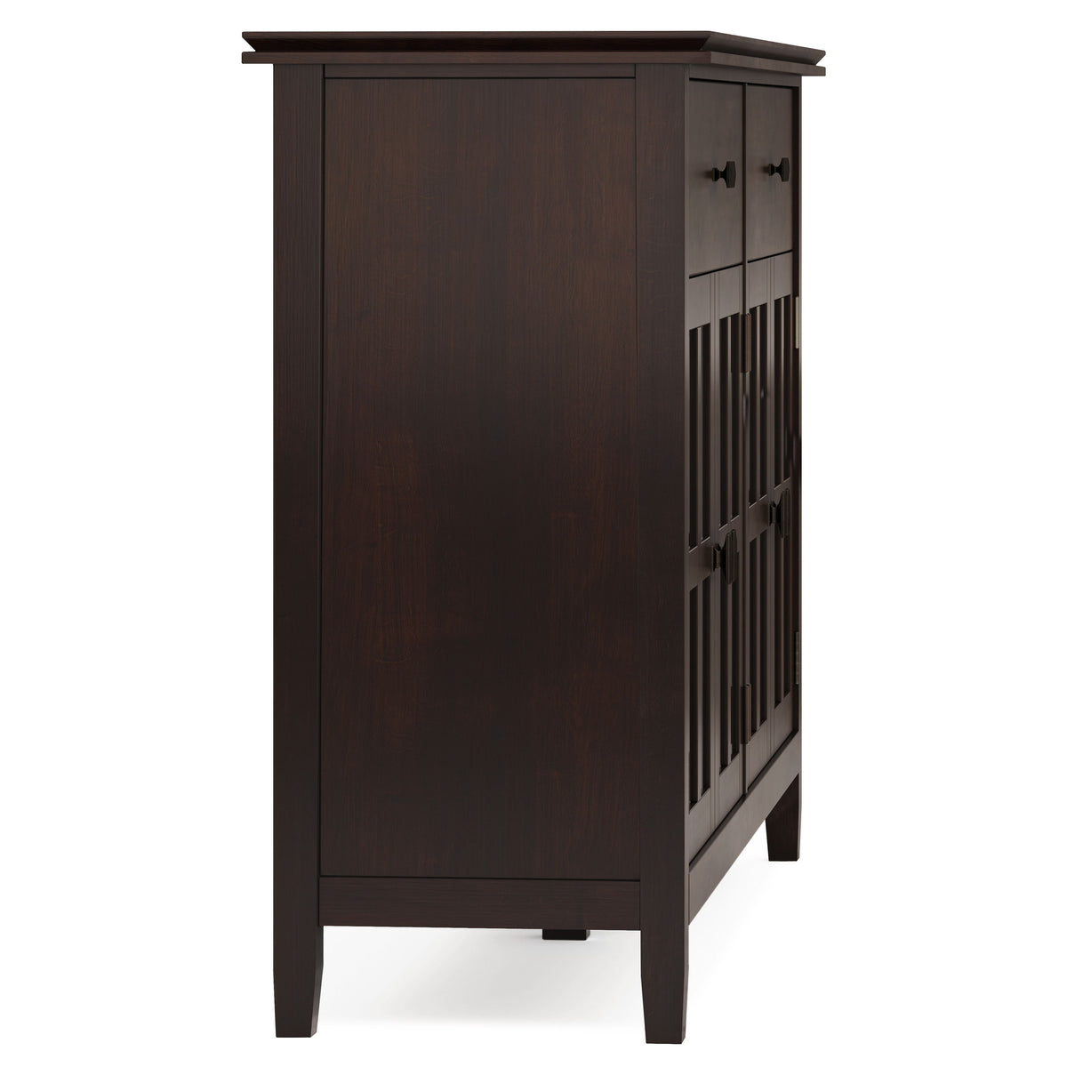 Artisan - Large 4 Door Sideboard Buffet - Dark Chestnut Brown by Simpli-Home | Bel Furniture