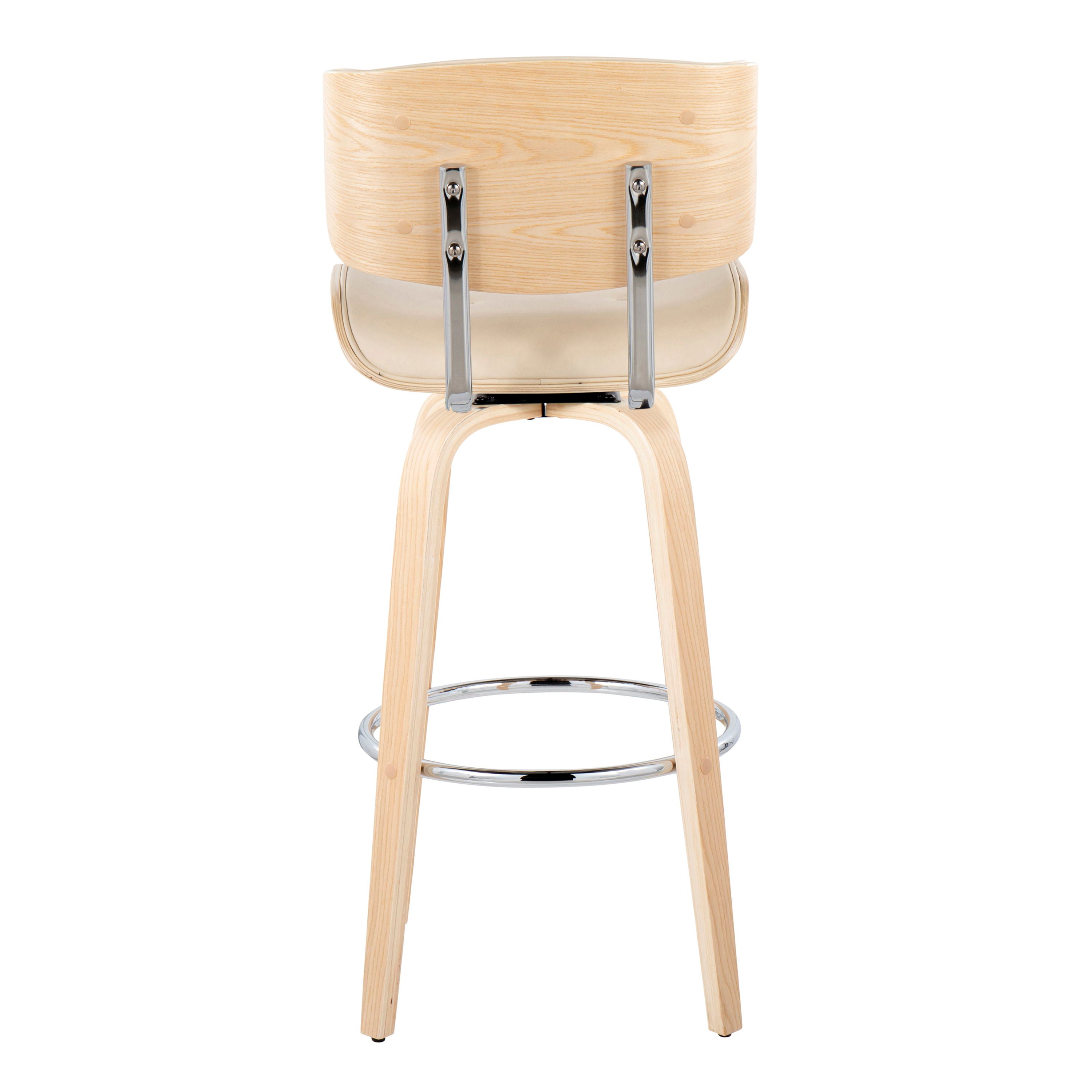 Lombardi - Mid Century Modern Fixed Height Barstool With Swivel With Round Footrest (Set of 2)