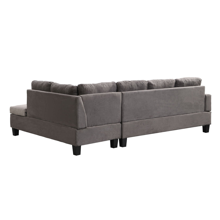 Sofa Set For Living Room With Chaise Lounge And Storage Ottoman, Living Room Furniture - Gray