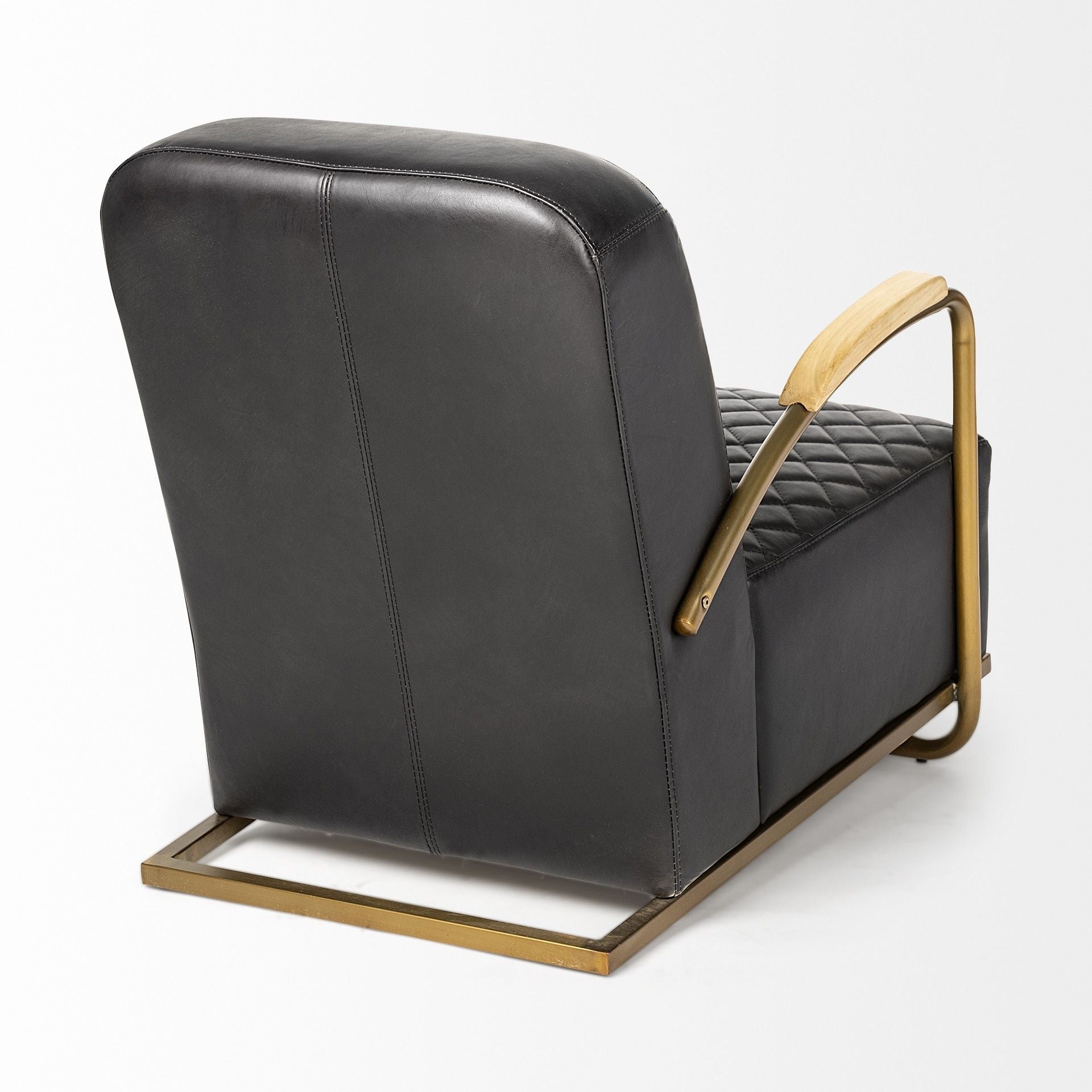 Leather Lounge Chair - Black / Gold