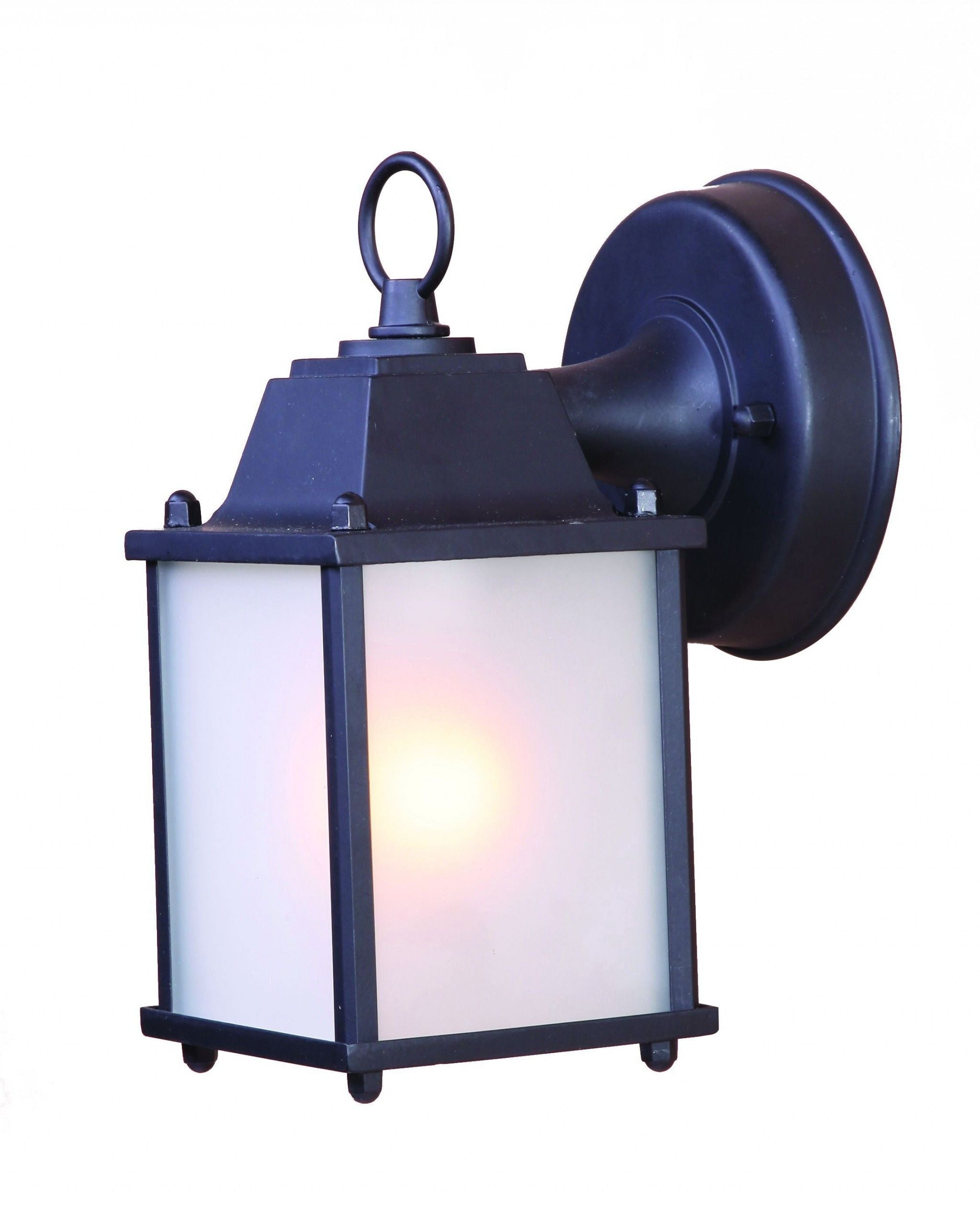 Hanging Frosted Glass Lantern Wall Light - Matte Black