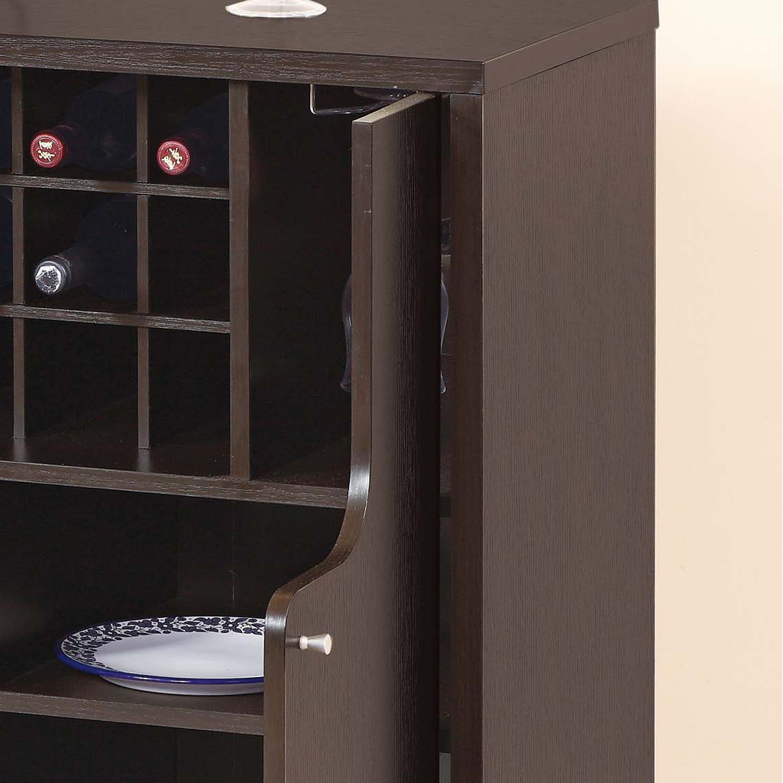 Wine Cabinet With Two Doors Removeable Wine Bottle Rack Metal Wine Glass Racks Four Shelves - Red Cocoa