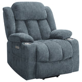 Houston - Upholstered Power Lift Recliner Chair Blue by CoasterEveryday | Bel Furniture