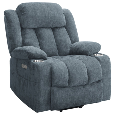 Houston - Upholstered Power Lift Recliner Chair Blue by CoasterEveryday | Bel Furniture