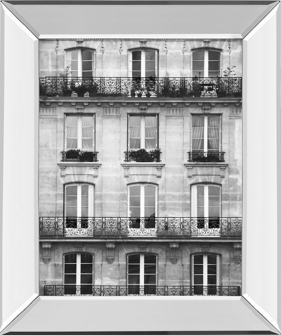 Across The Street Il By Laura Marshall - Mirror Framed Print Wall Art - White