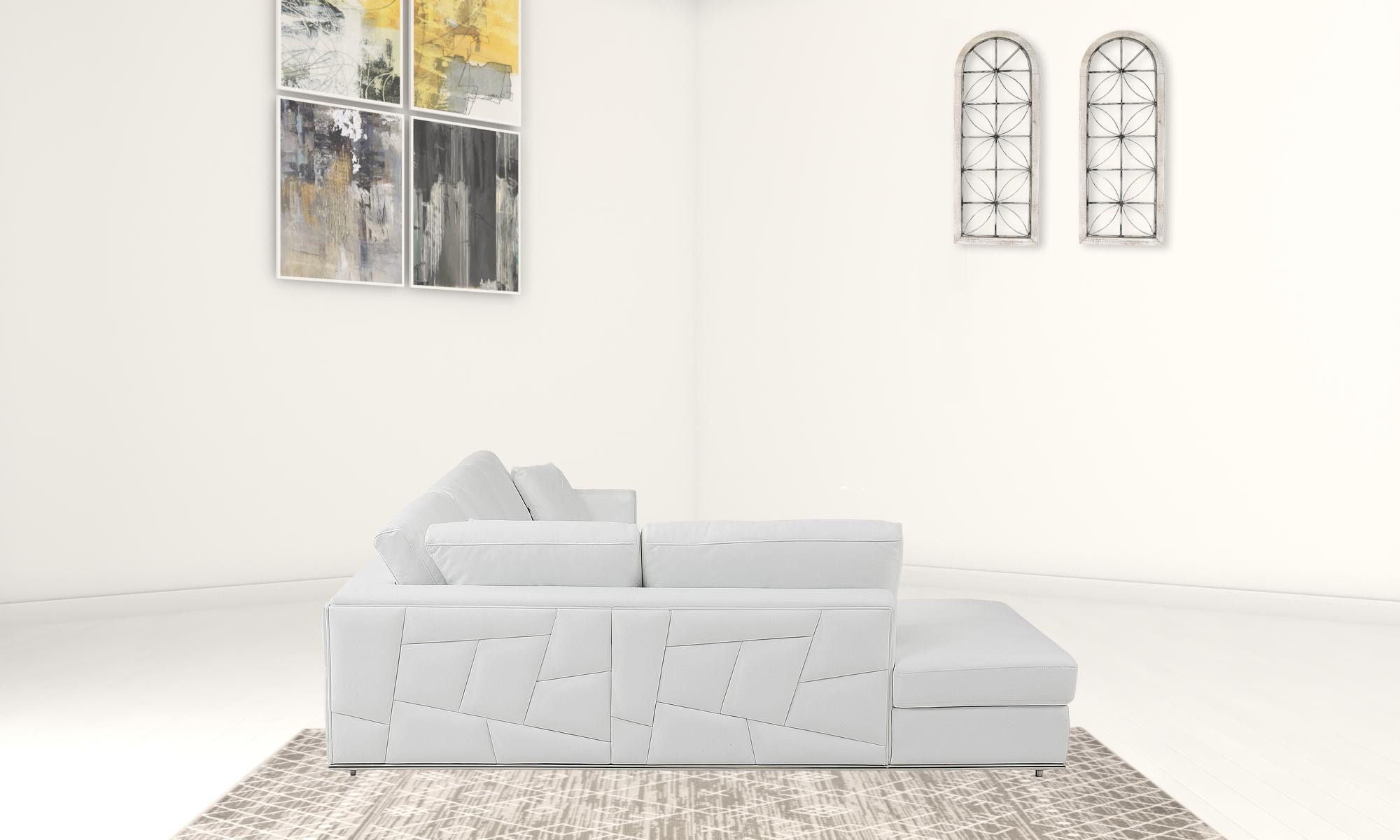 Italian Leather Reclining L Shaped, Two Piece Corner Sectional - White