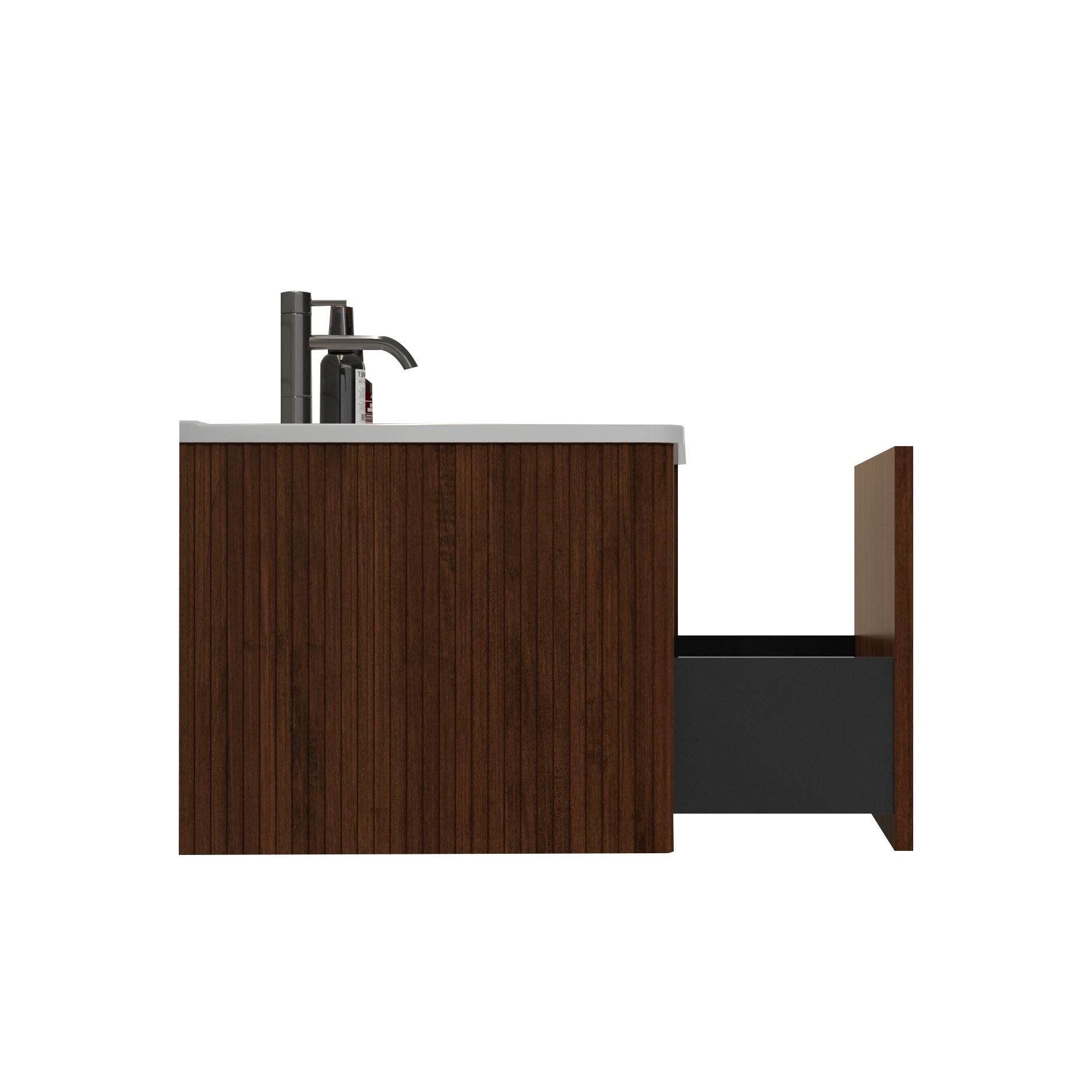 Etna - Striped Bathroom Vanity With Ceramic Sink, Wall Mounted Floating Bathroom Vanity For Modern Bathroom