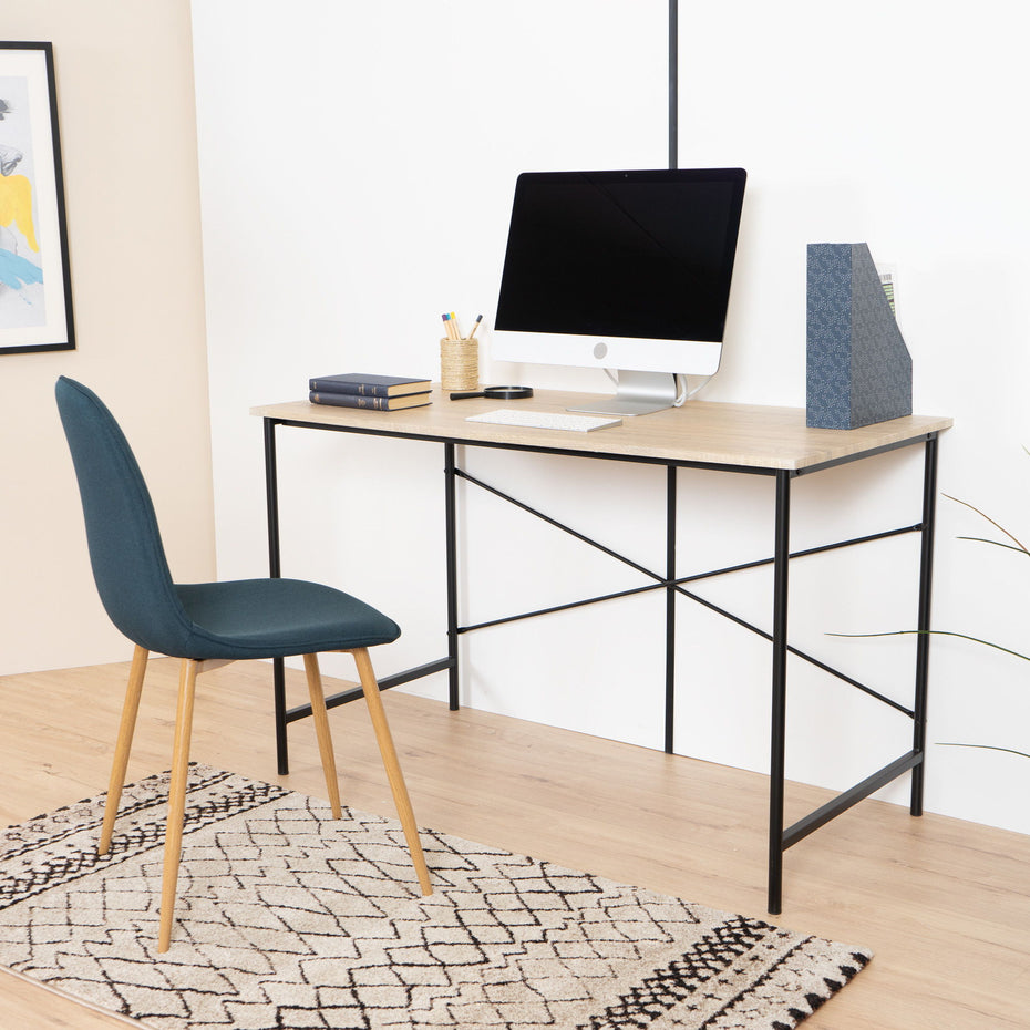 Modern Geo Oak Finish Work And Study Computer Table - Light Brown