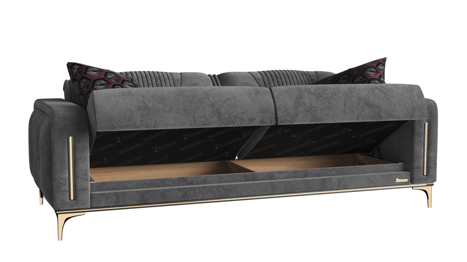 Microfiber Sleeper Sofa And Toss Pillows - Gray