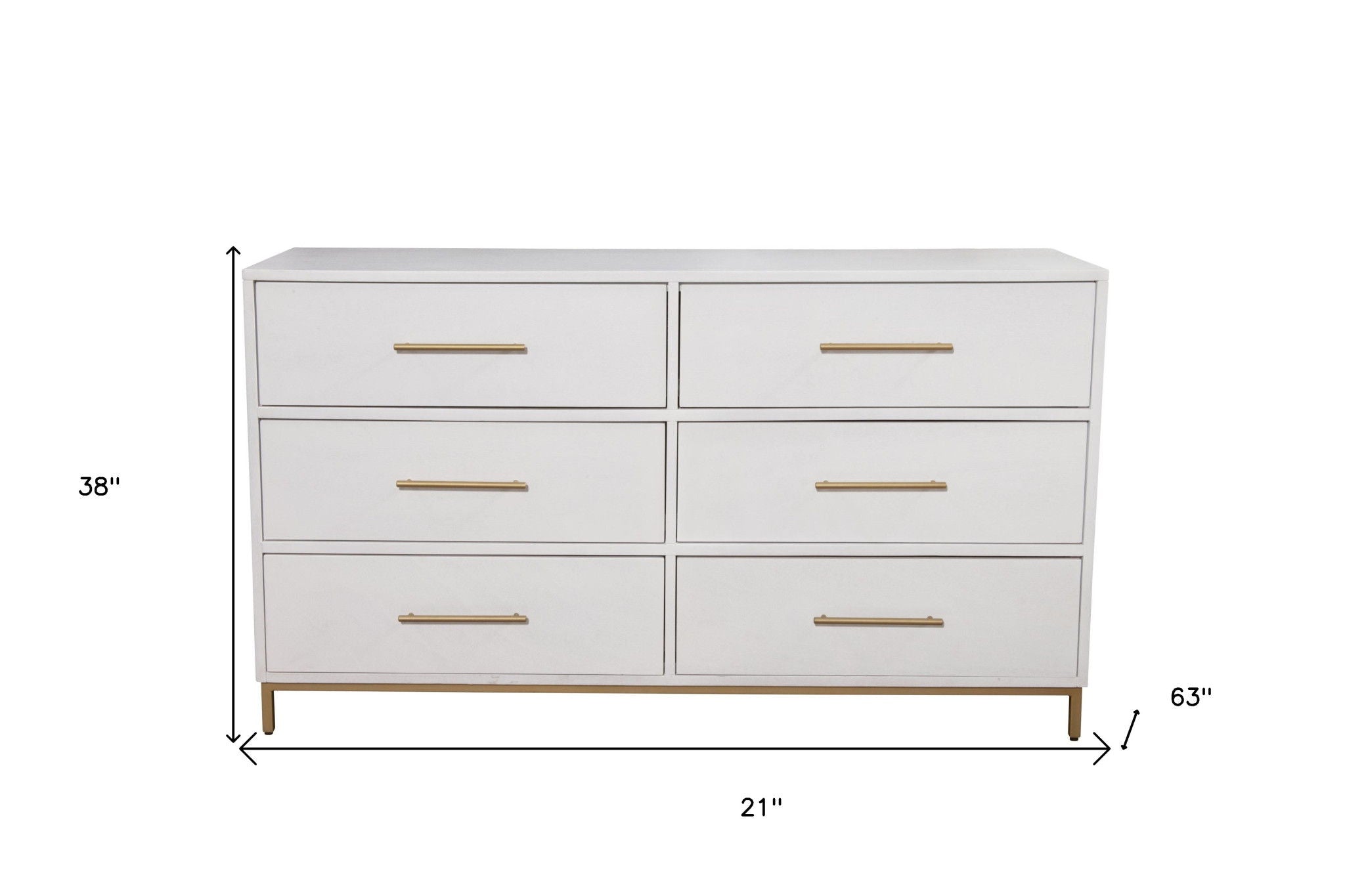 Wood 6 Drawer Double Dresser - White