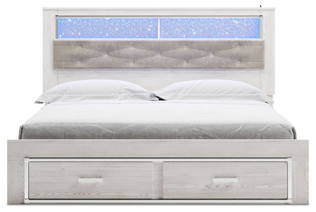Altyra - White - King Upholstered Bookcase Bed With Storage by Signature Design by Ashley® | Bel Furniture