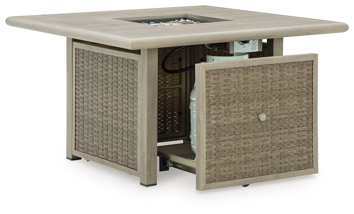 Cliff Trails - Beige - Square Fire Pit Table by Signature Design by Ashley® | Bel Furniture