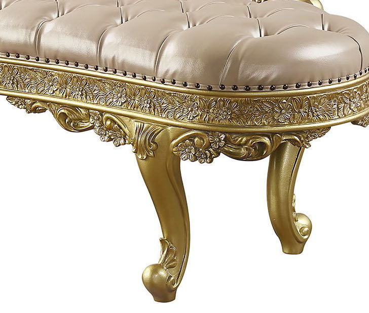 Cabriole - Synthetic Leather Bench - Gold