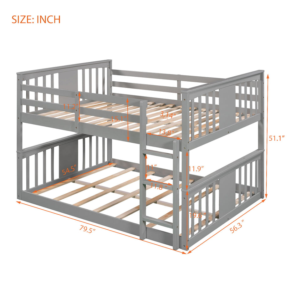 Full Over Full Bunk Bed With Ladder - Gray