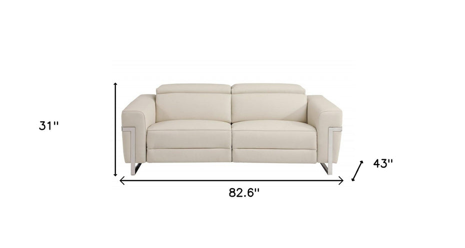 Italian Leather USB Sofa - Beige