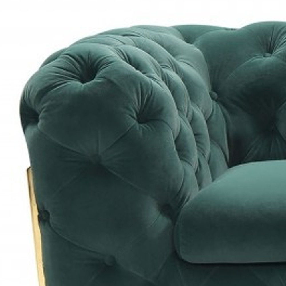 Velvet Loveseat - Emerald Green / Gold