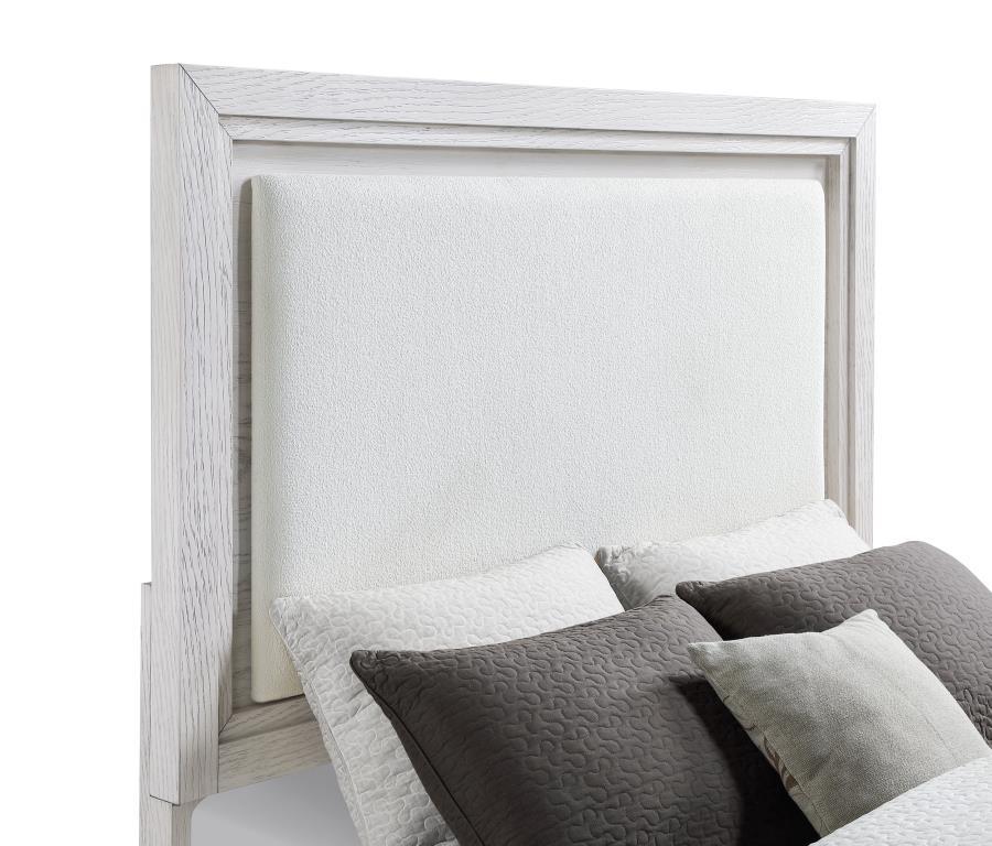 Marielle - California King Headboard Panel Bed - Distressed White