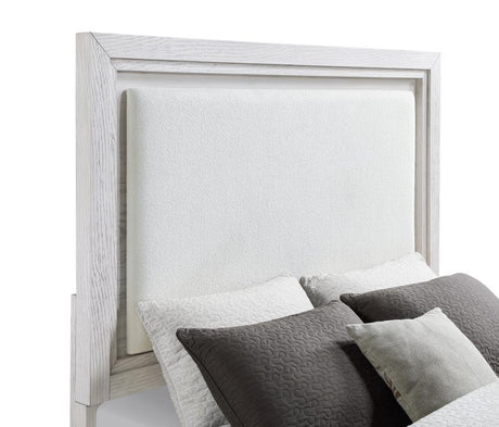 Marielle - California King Headboard Panel Bed - Distressed White