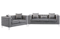 Lorreto - Velvet Fabric Living Room Set Gray 2 Pc. Sofa, Loveseat by Lilola Home | Bel Furniture
