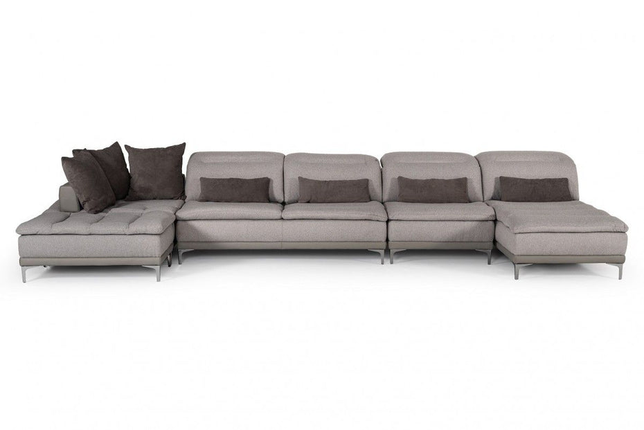 Fabric Foam Wood And Stainless Steel Sectional Sofa - Gray