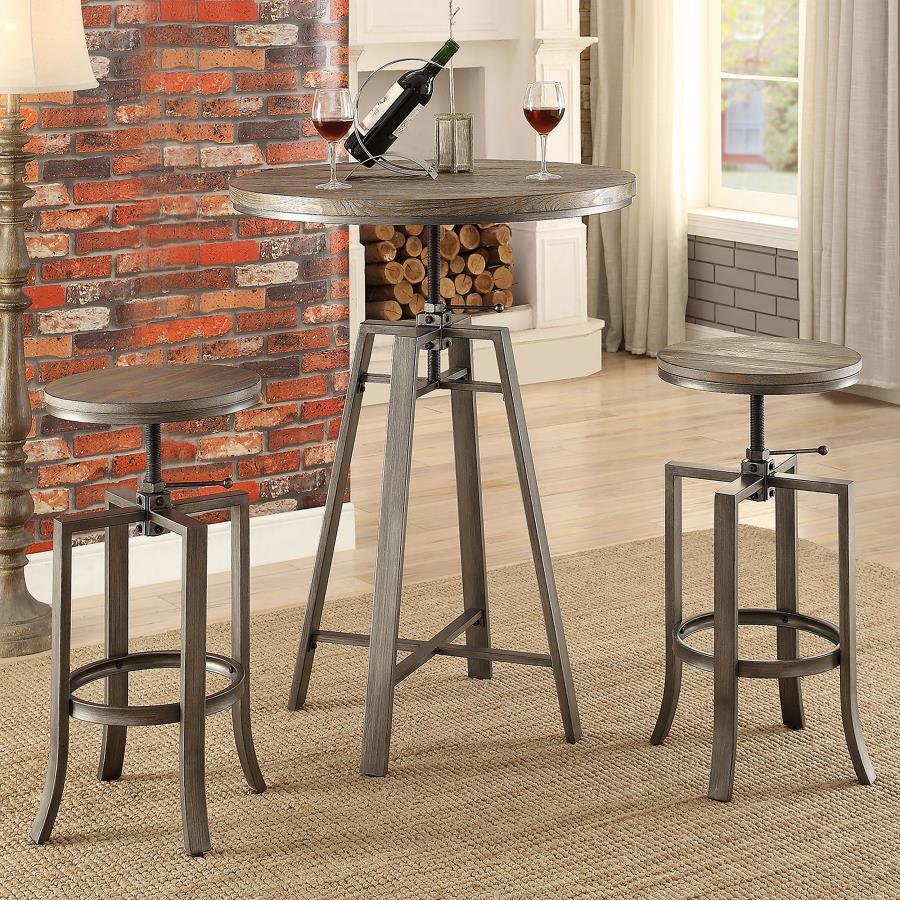 Bartlett - Adjustable Height Swivel Bar Stools (Set of 2) - Brushed Nutmeg And Slate Gray