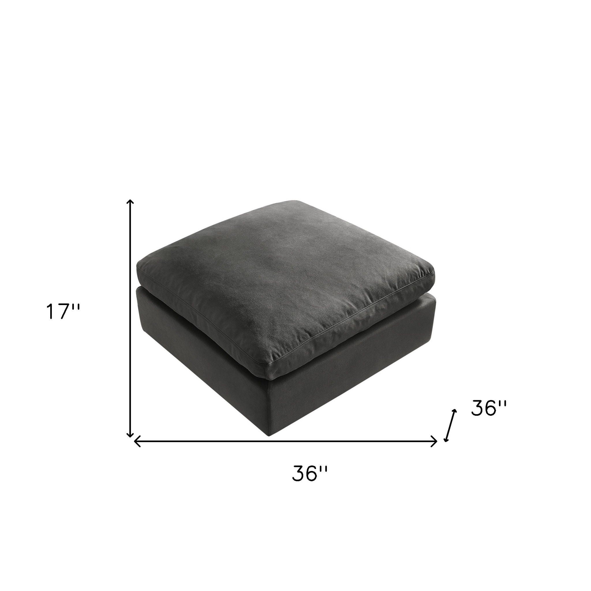 Linen Ottoman - Charcoal / Black