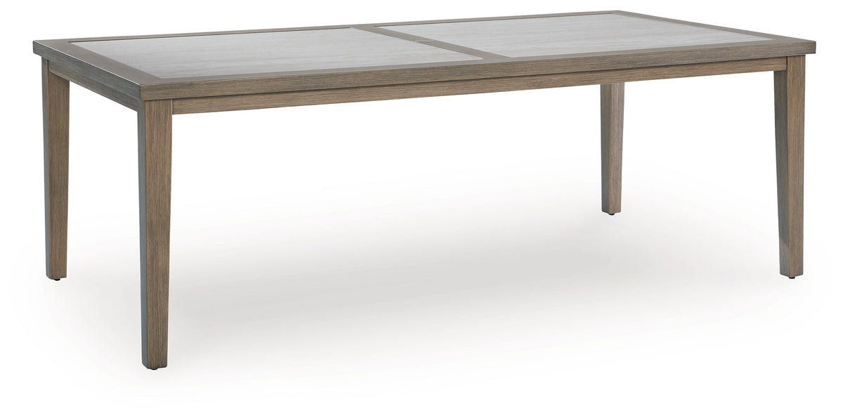 Rainier Ranch - Brown / Beige - Rectangle Dining Table With Umbrella Option by Signature Design by Ashley® | Bel Furniture