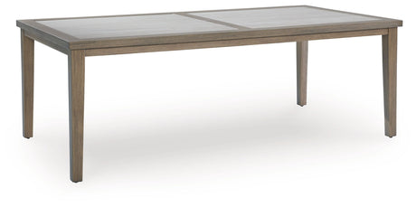 Rainier Ranch - Brown / Beige - Rectangle Dining Table With Umbrella Option by Signature Design by Ashley® | Bel Furniture