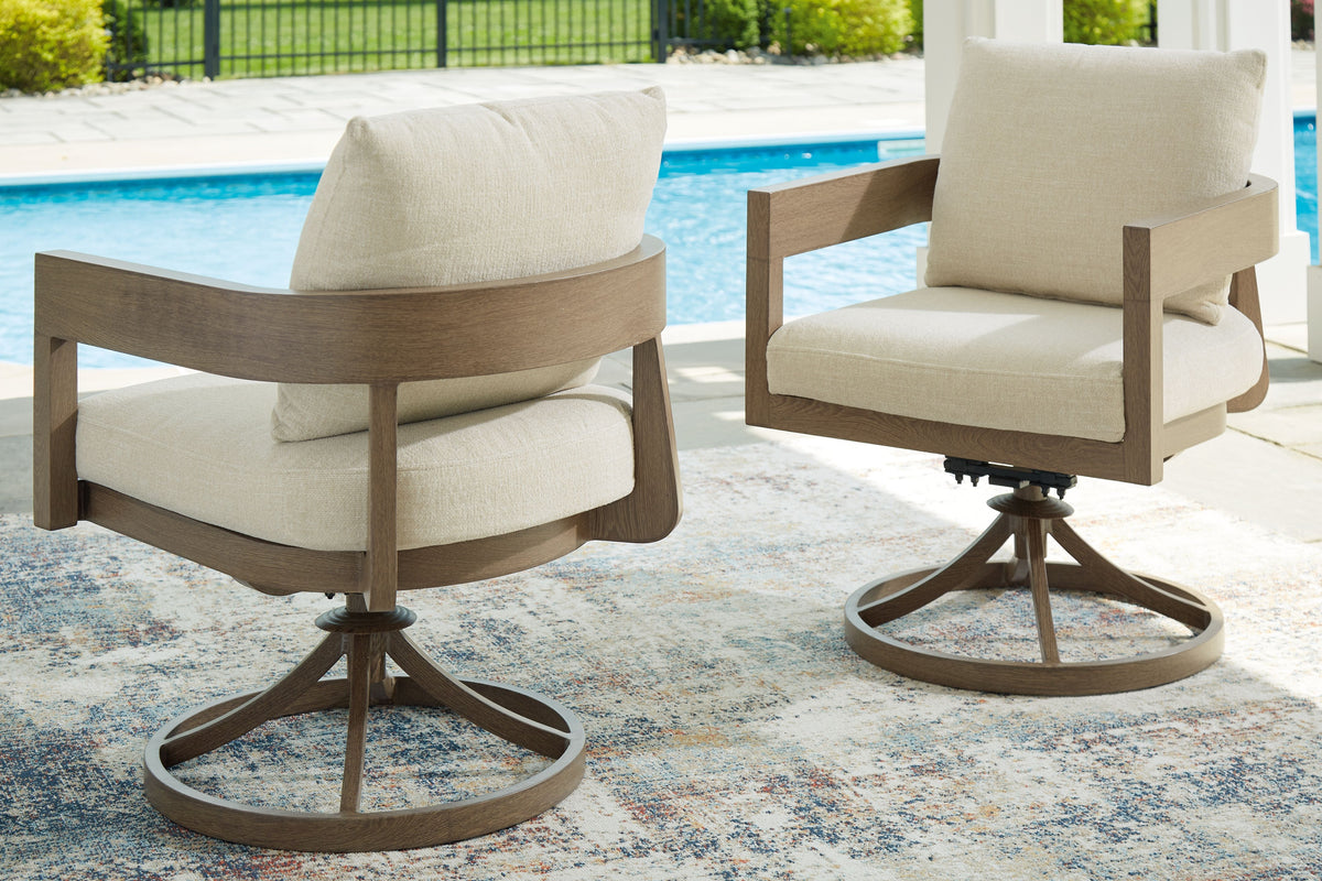 Serene Bay - Dark Brown / White - Swivel Chair With Cushion (Set of 2) by Signature Design by Ashley® | Bel Furniture