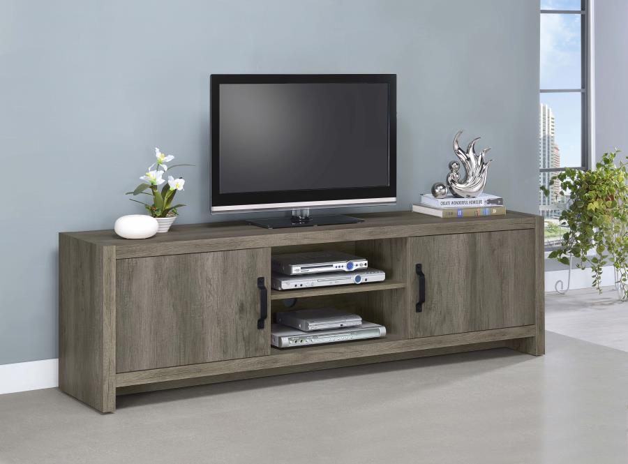 Burke - 2 Door Engineered Wood TV Stand - Gray Driftwood by CoasterEssence | Bel Furniture