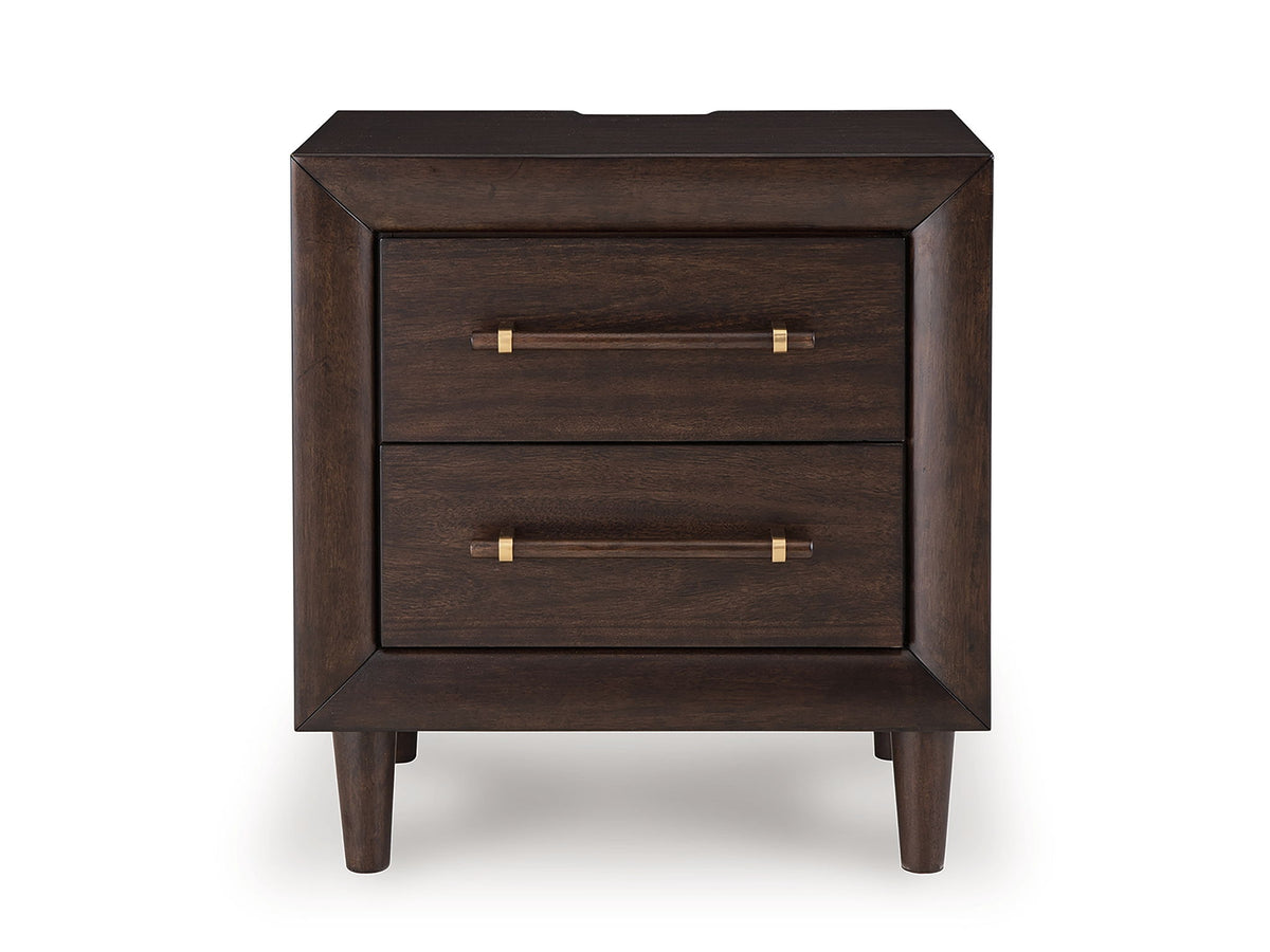 Dantenton - Two Drawer Night Stand - Merlot - view 2