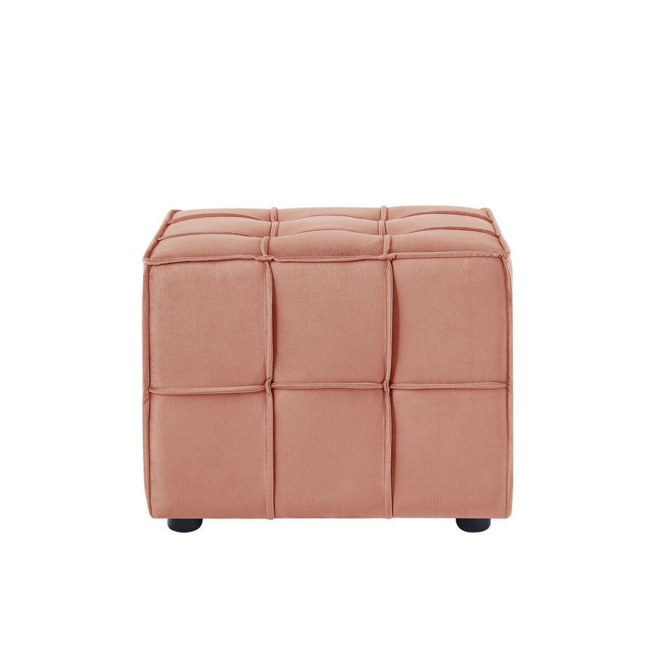 Velvet Cube Ottoman - Blush / Black