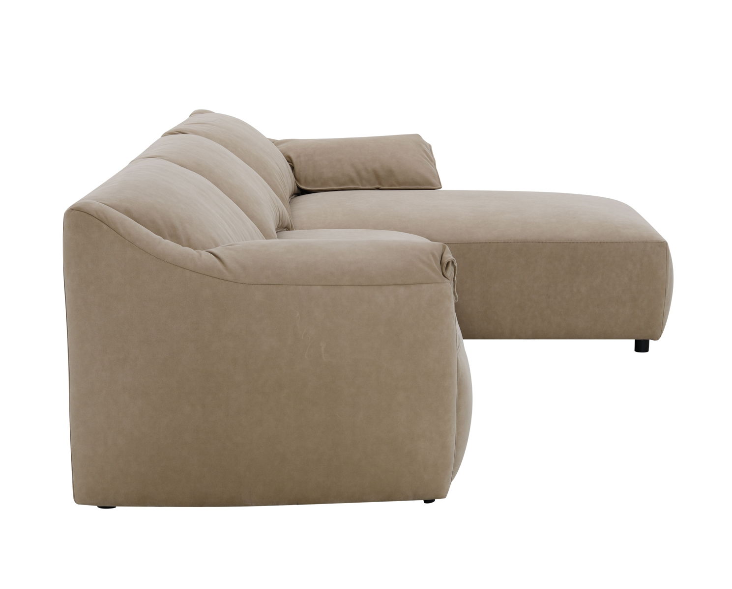 Veata - Suede Sectional Sofa With Right Hand Facing Chaise - Light Brown