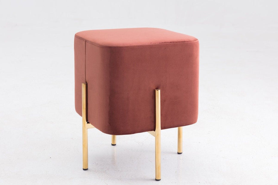 Velvet Cube Ottoman - Copper / Gold