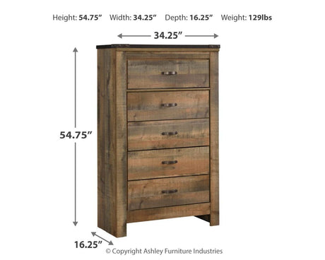 Trinell - Brown - Five Drawer Chest by Signature Design by Ashley® | Bel Furniture