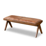 Chad - Mid-Century Modern Leather Bench - Brown / Tan by Ashcroft Furniture | Bel Furniture