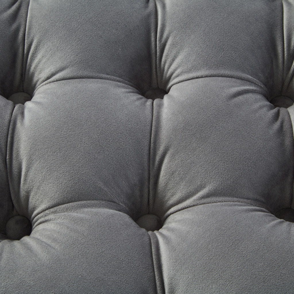 Velvet Tufted Storage - Gray / Black