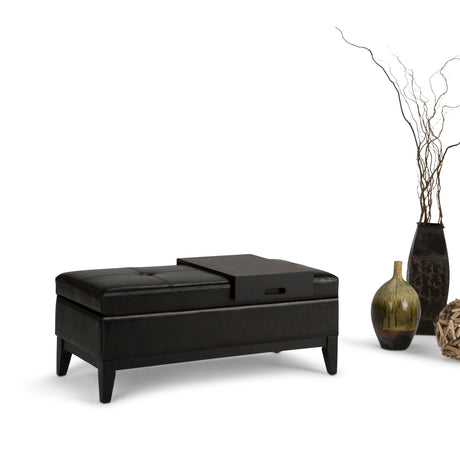 Oregon - Contemporary Storage Ottoman Bench With Tray - view 7
