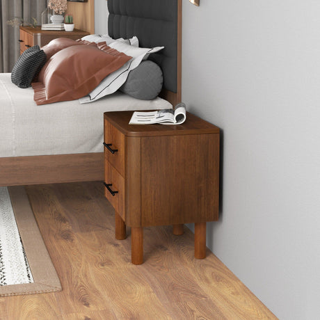 Logan - Mid-Century Modern Nightsd Bed Side Tables With 2 Drawers - Brown by Ashcroft Furniture | Bel Furniture