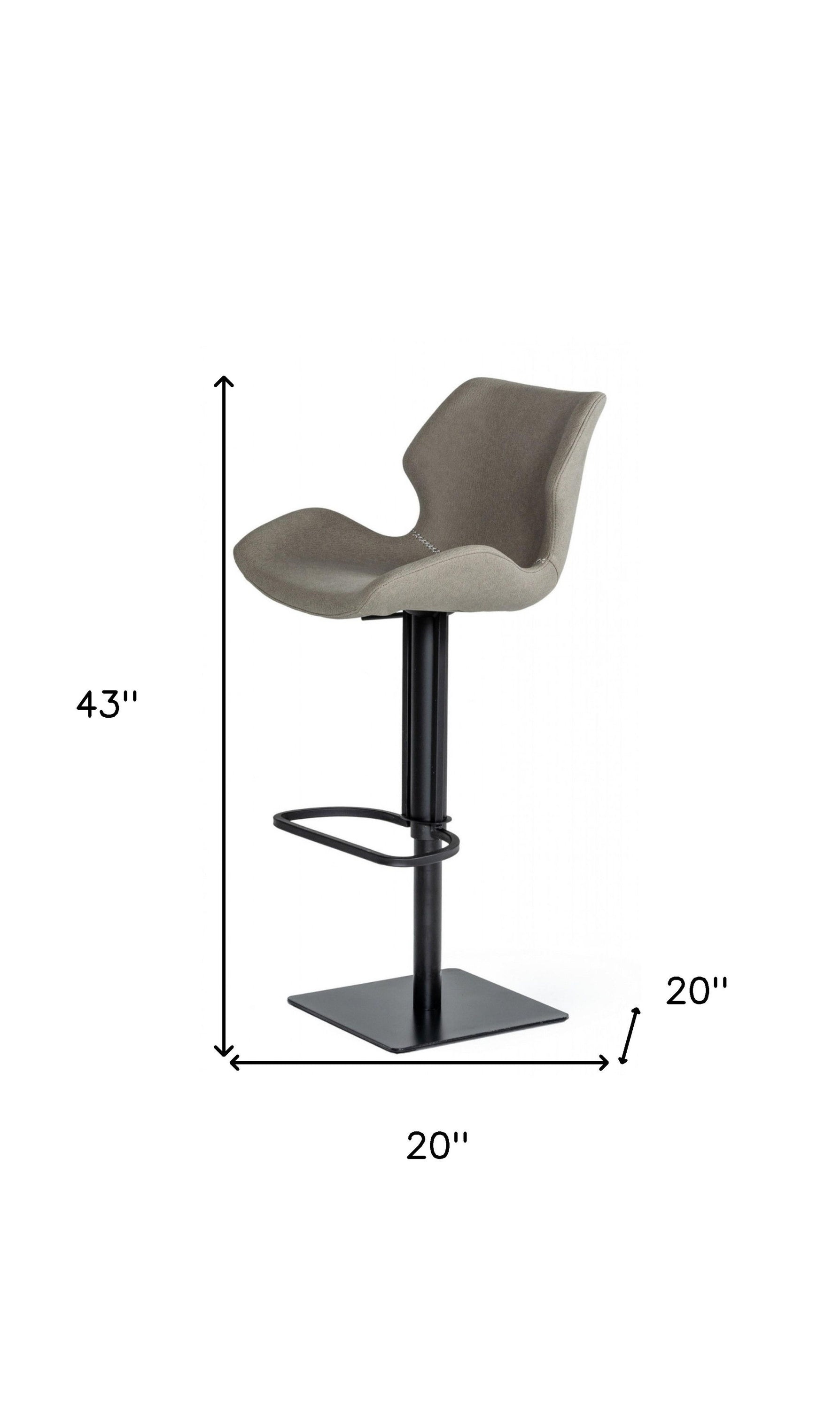 Faux Leather And Stainless Steel Swivel Low Back Bar Height Bar Chair - Gray / Black