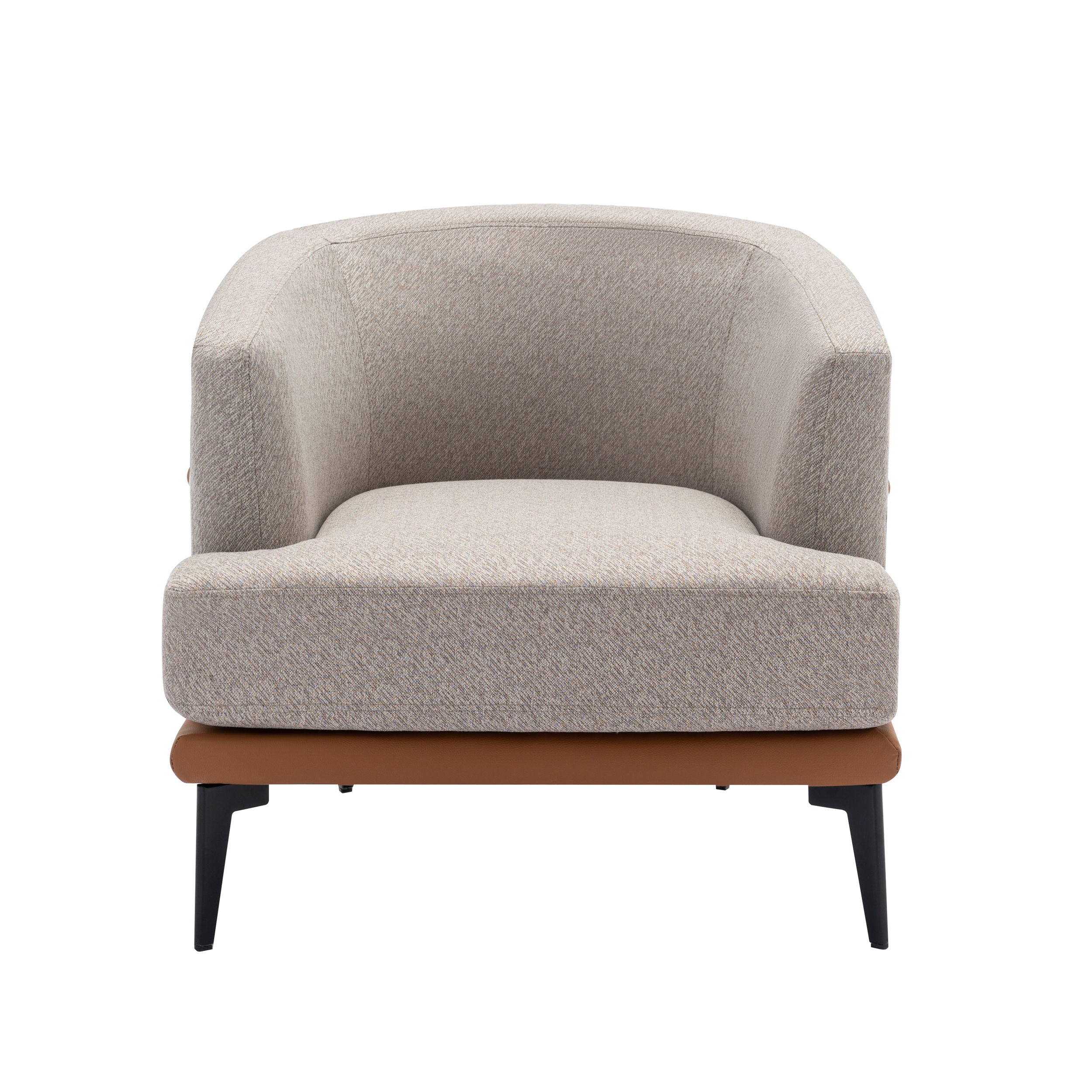 Modern Two-Tone Barrel Chair, Upholstered Round Armchair For Living Room Bedroom Reading Room