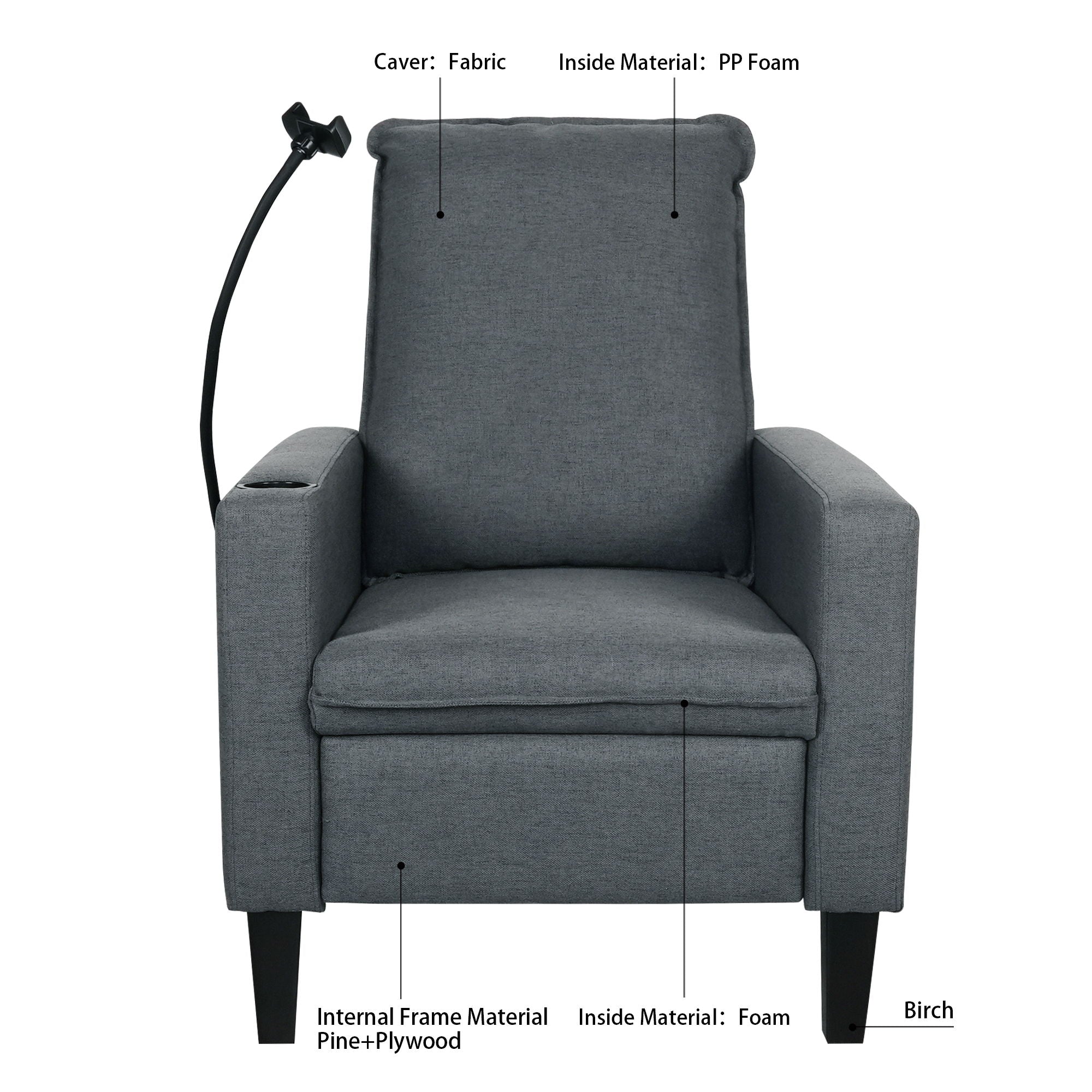 Recliner Chairs For Adults, Adjustable Recliner Sofa With Mobile Phone Holder & Cup Holder, Modern Reclining Chairs Fabric Push Back Recliner Chairs For Living Room, Bedroom