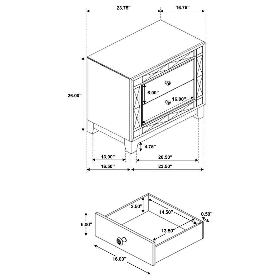 Leighton - 2-Drawer Nightstand - Metallic Mercury