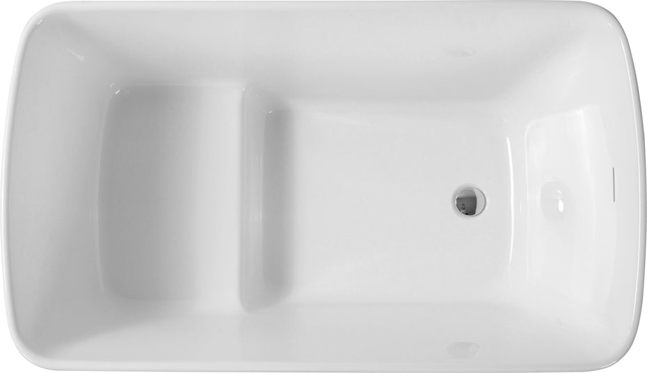 49'' Acrylic Freestanding Soaking Bathtub, Square-Shape Japanese Soaking Hot Tub, Sit-In Design With Chrome Overflow And Drain For Express Delivery 23Amazing-49 (W1920P179228) - Glossy White