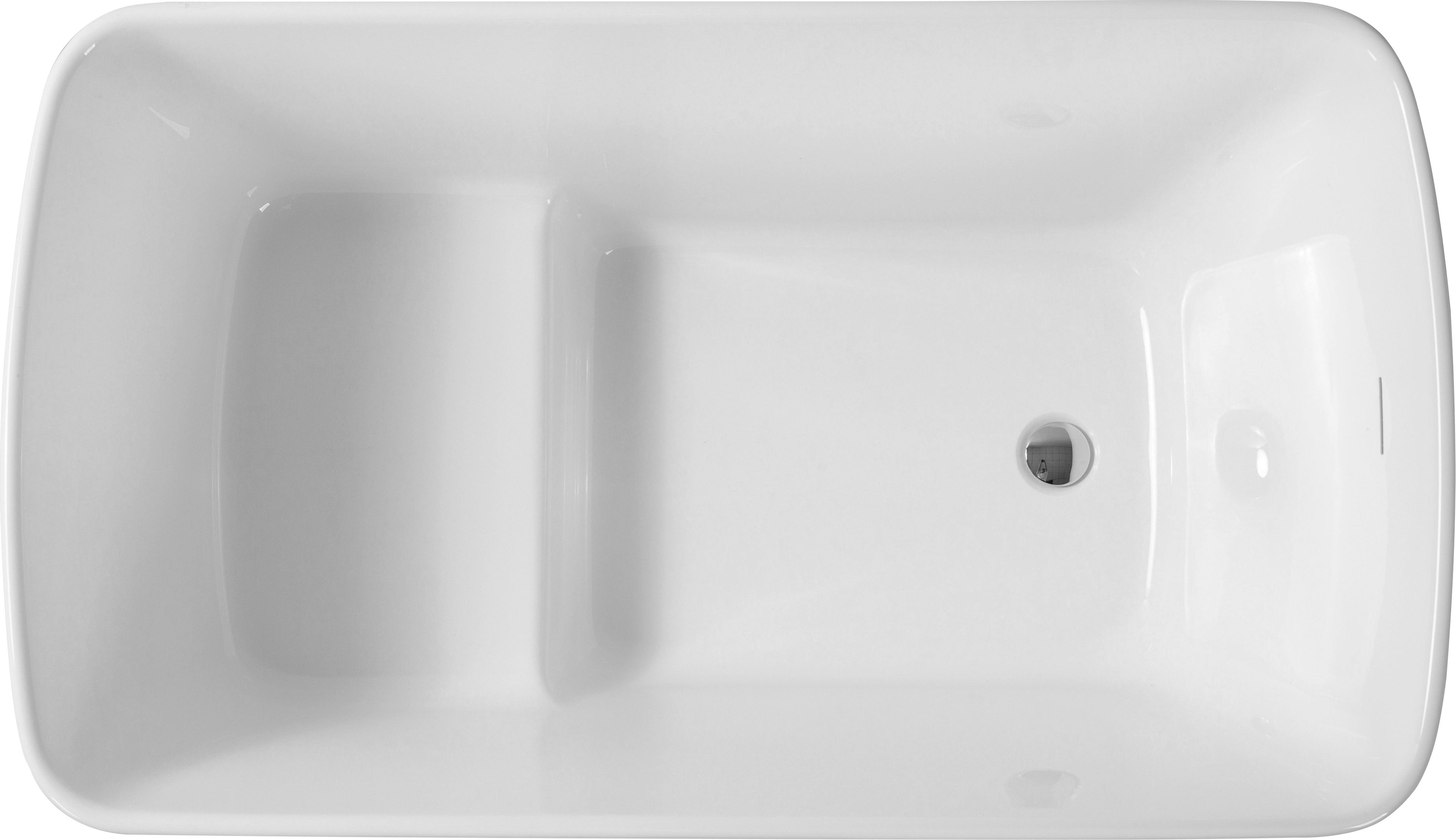 49'' Acrylic Freestanding Soaking Bathtub, Square-Shape Japanese Soaking Hot Tub, Sit-In Design With Chrome Overflow And Drain For Express Delivery 23Amazing-49 (W1920P179228) - Glossy White