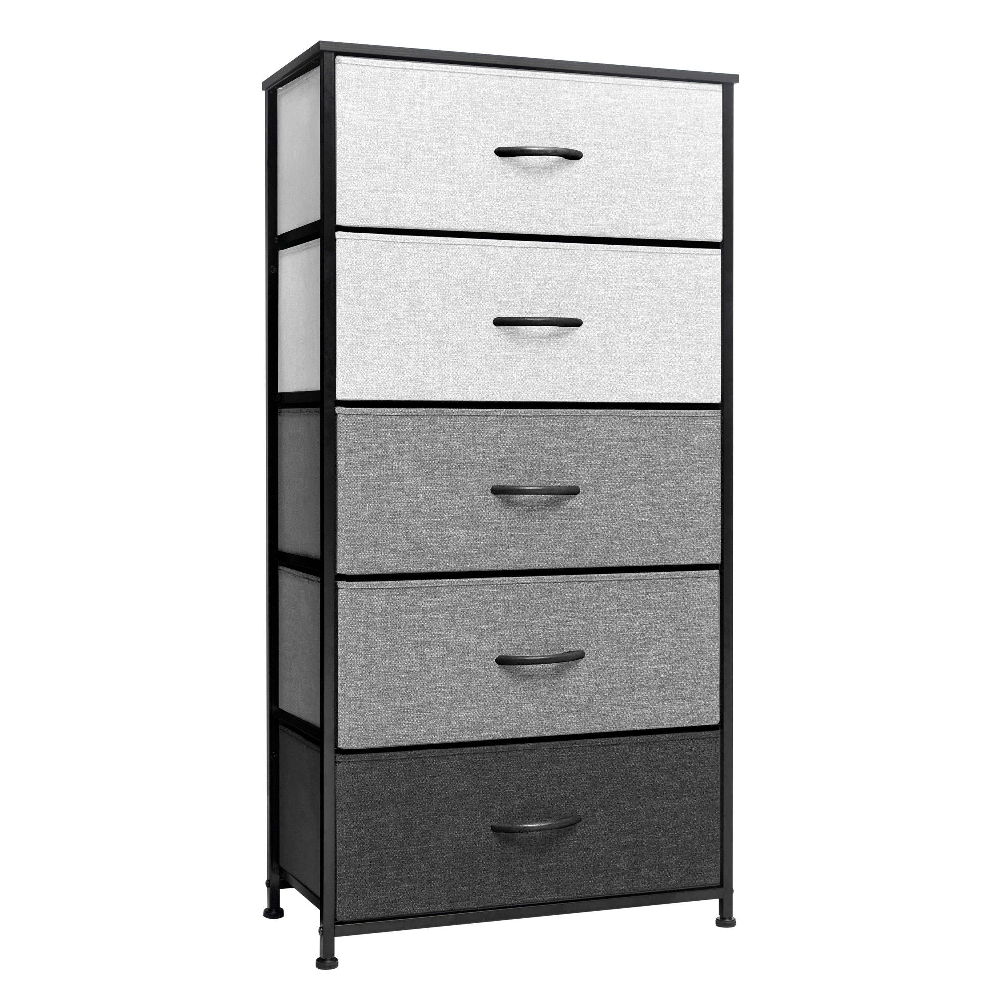 Steel And Fabric Five Drawer Double Dresser - Gray / Black