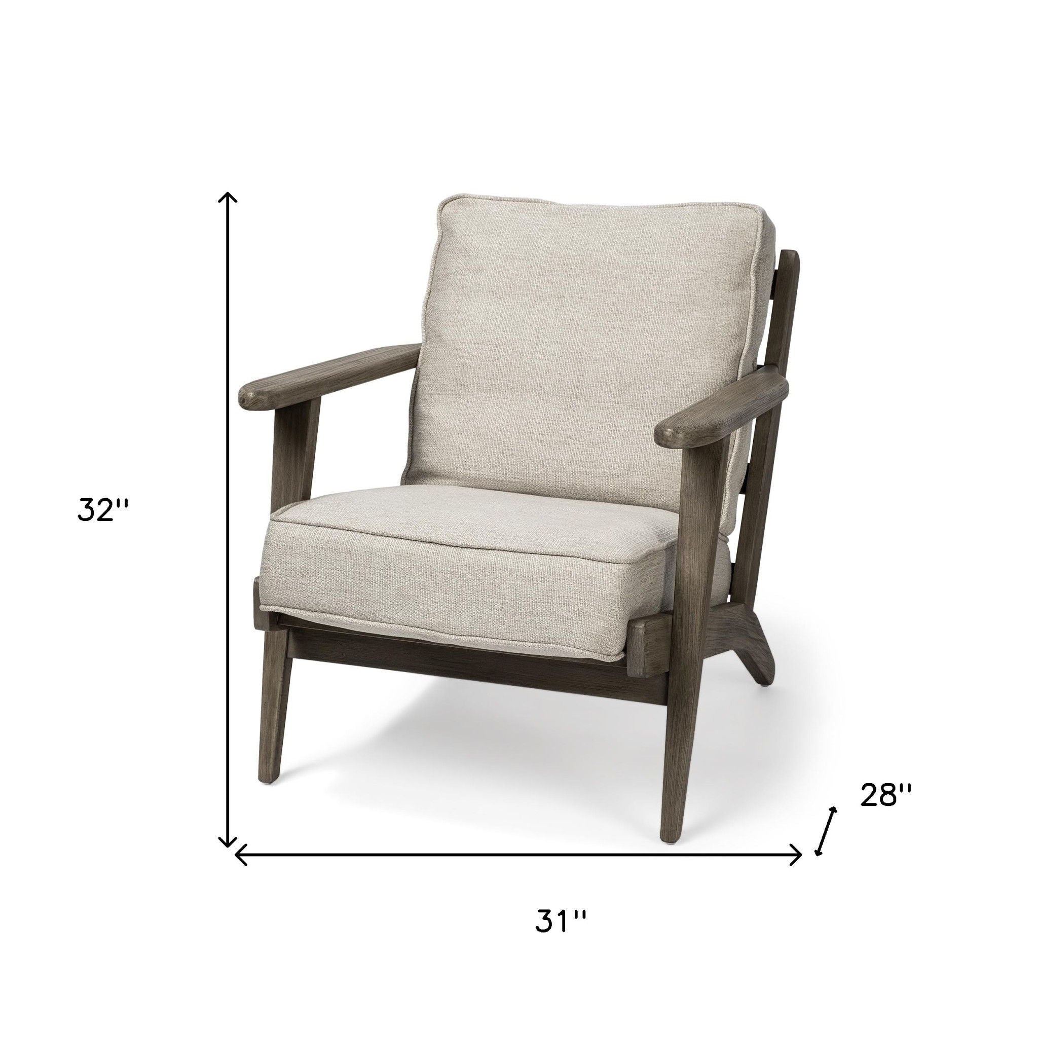 Fabric Arm Chair - Cream / Brown