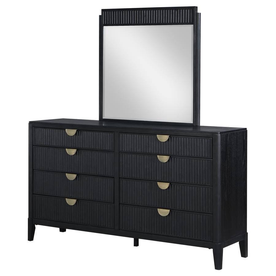 Brookmead - 8-Drawer Bedroom Dresser With Mirror - Black